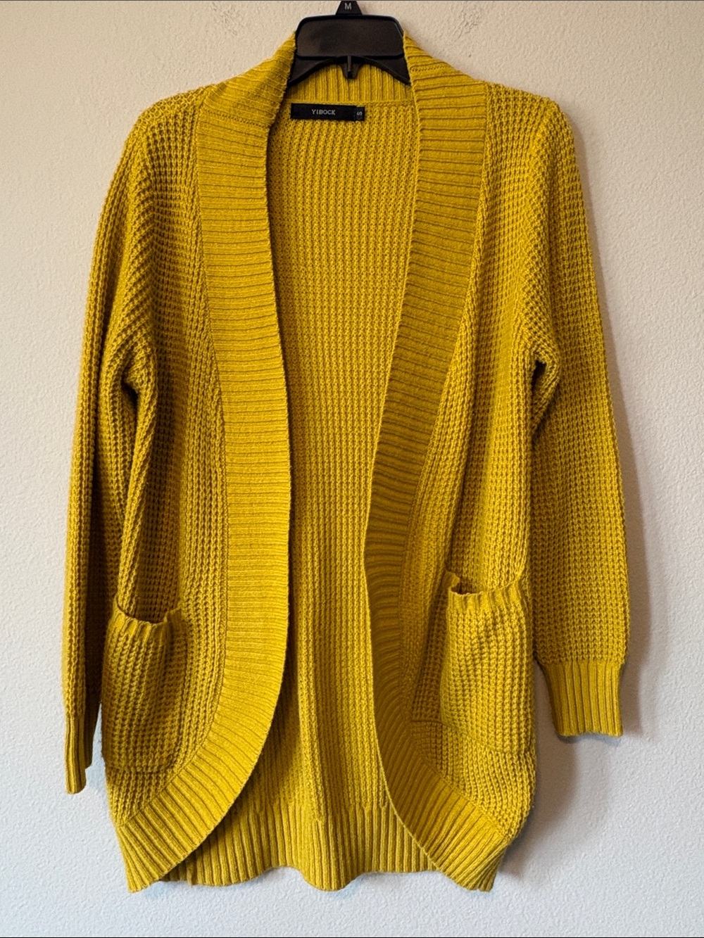 Open-Front Chunky Knit Cardigan Sweater - Mustard